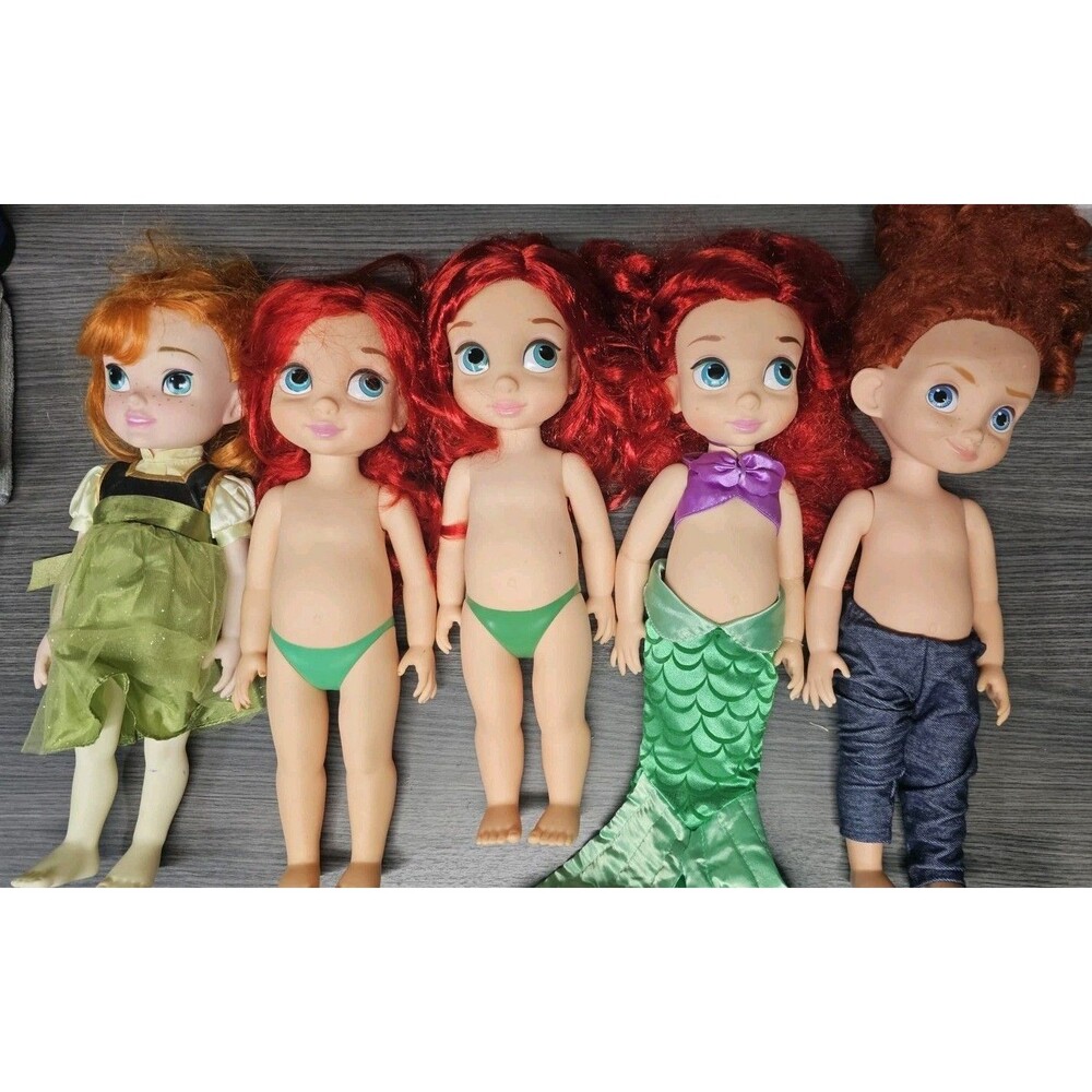 LOT OF 5 DISNEY ANIMATOR DOLLS 16" - ARIEL - MERIDA - ANNA